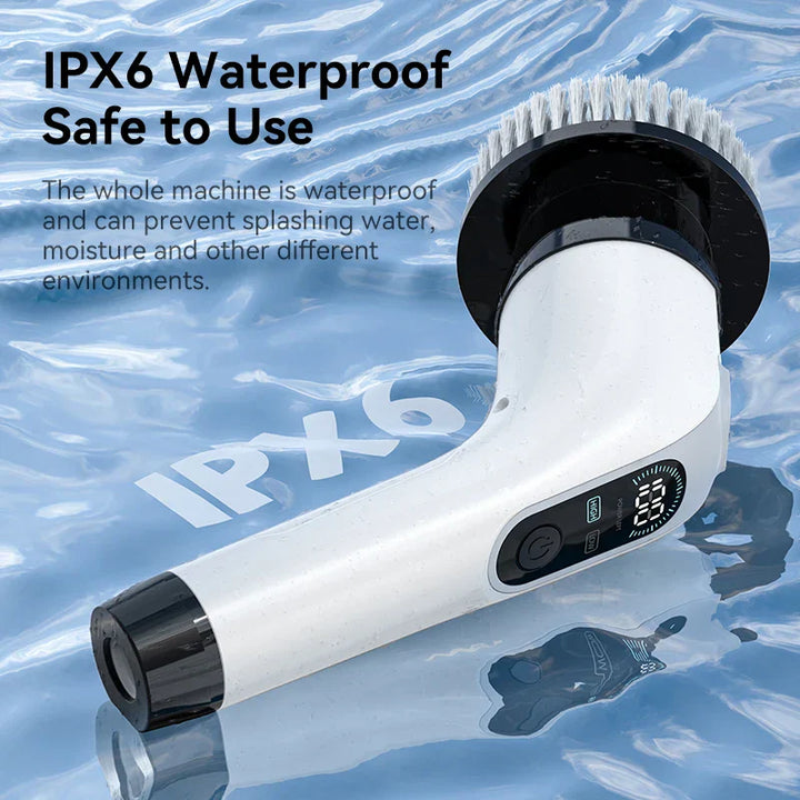 IPX6 wasserdichte elektrische Reinigungsbürste, weiß, für vielseitige Oberflächenreinigung.