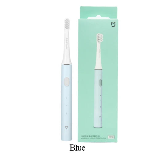 Elektrische Zahnbürste blau, wiederaufladbar, mit Verpackung, Schalltechnologie.