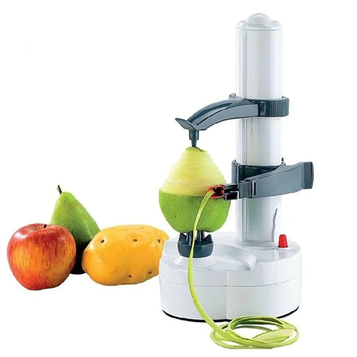 Elektrischer Gemüseschäler, weiß, für Äpfel und Kartoffeln, automatischer Schäler, Küchengerät.