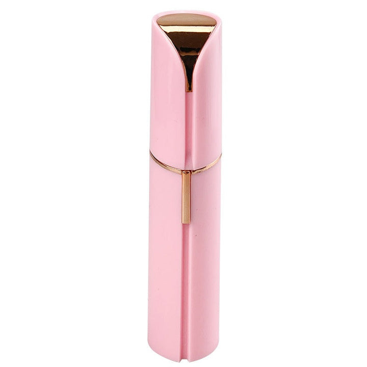 Rosa elektrischer Gesichtshaarentferner, tragbar, batteriebetrieben, elegantes Design.