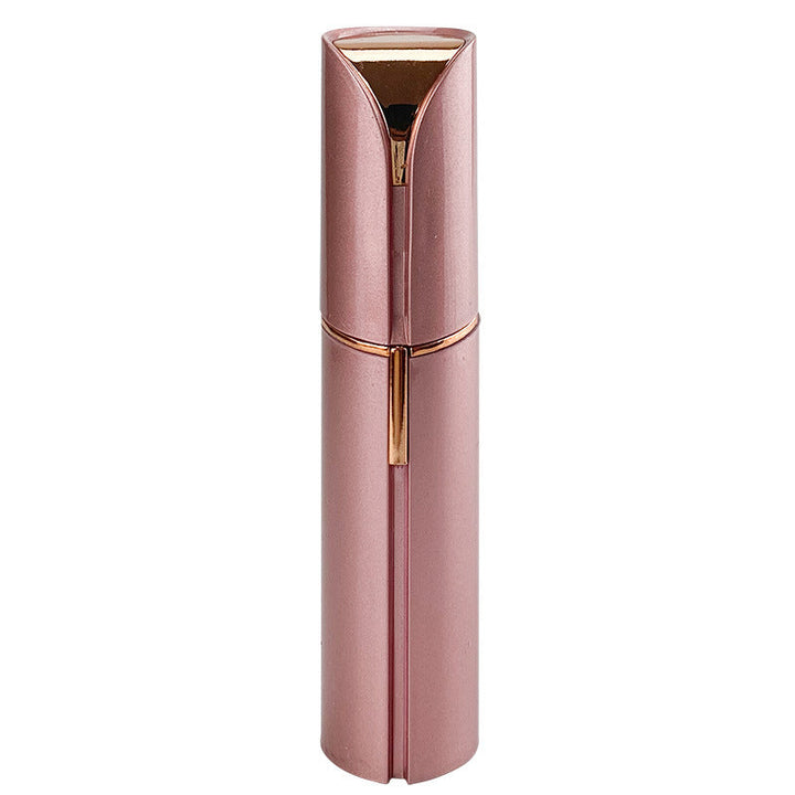 Rosa elektrischer Gesichtshaarentferner, tragbar, batteriebetrieben, elegantes Design.