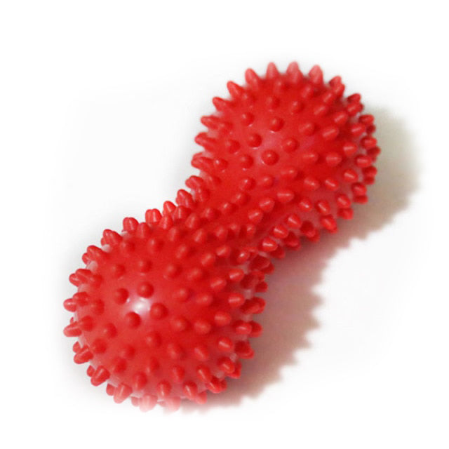Roter spiky Massageball aus PVC, Erdnussform, für Yoga, Fitness, Stressabbau, Körpermassage.