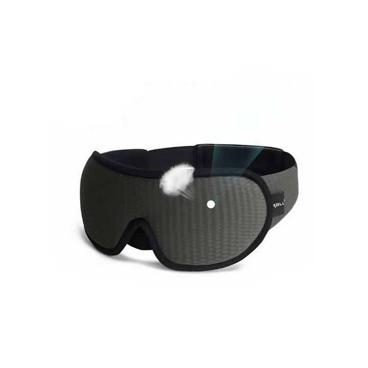 Ergonomische graue Schlafmaske, druckfreies Augendesign, Luvelle, bequem, atmungsaktiv.