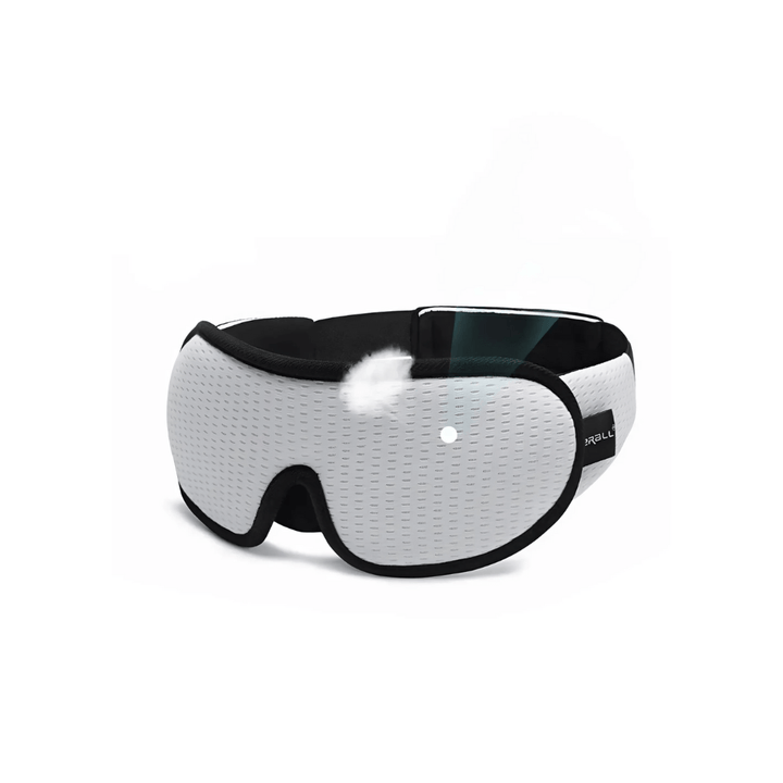 Ergonomische Schlafmaske, weiß, druckfreies Design, Luvelle, für besseren Schlaf.