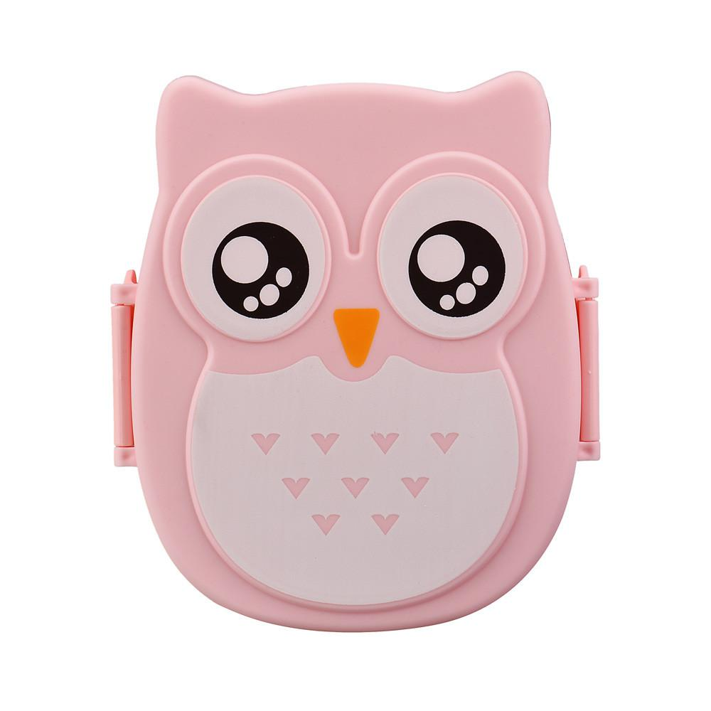 Rosa Eulen-Brotdose für Kinder, BPA-frei, Lunchbox, niedliches Design, Kunststoff.