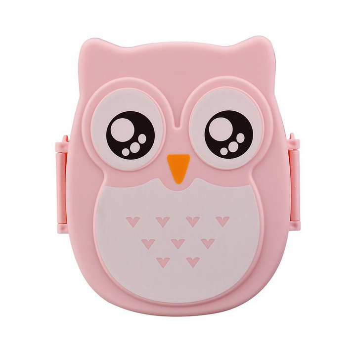 Rosa Eulen-Brotdose für Kinder, BPA-frei, Lunchbox, niedliches Design, Kunststoff.