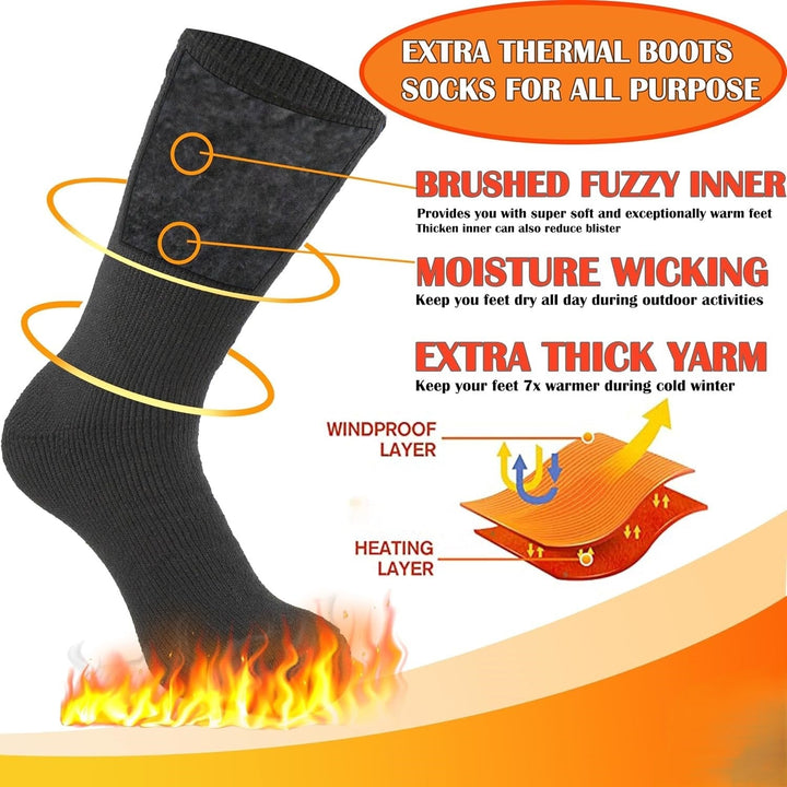 Schwarze Thermosocken, extra dick, feuchtigkeitsableitend, winddicht, für kaltes Wetter.