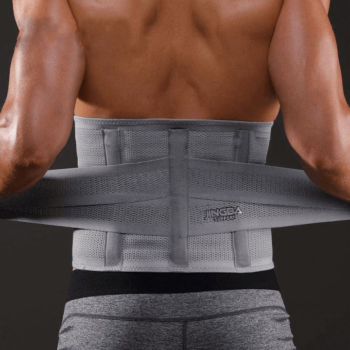 Rückengurt für Männer, grau, stützend, verstellbar, Fitness, Lendenwirbelstütze, Sportbekleidung