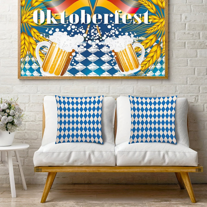 Sada 4 povlaků na polštáře pro Oktoberfest s diamantovým vzorem – DiamantKuddSet Oktoberfest 2025