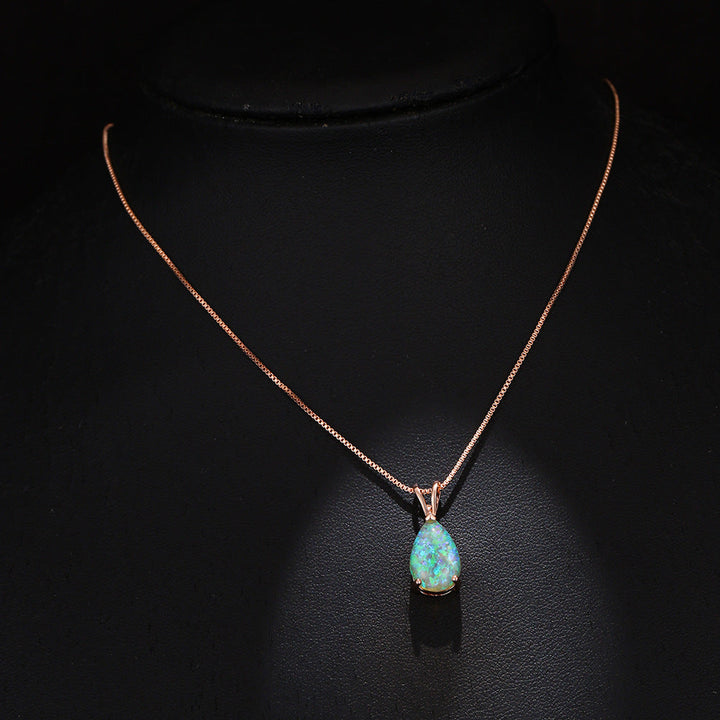 Opal-Anhänger Halskette, Roségold, elegantes Schmuckstück, Damenmode, Geschenkideen.