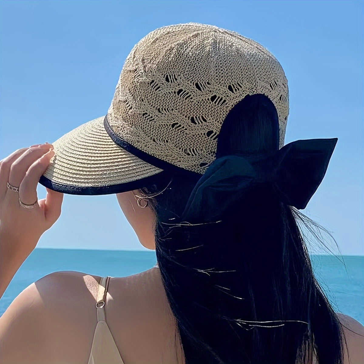 Pletený letní klobouk s detaily šňůrky – Norah