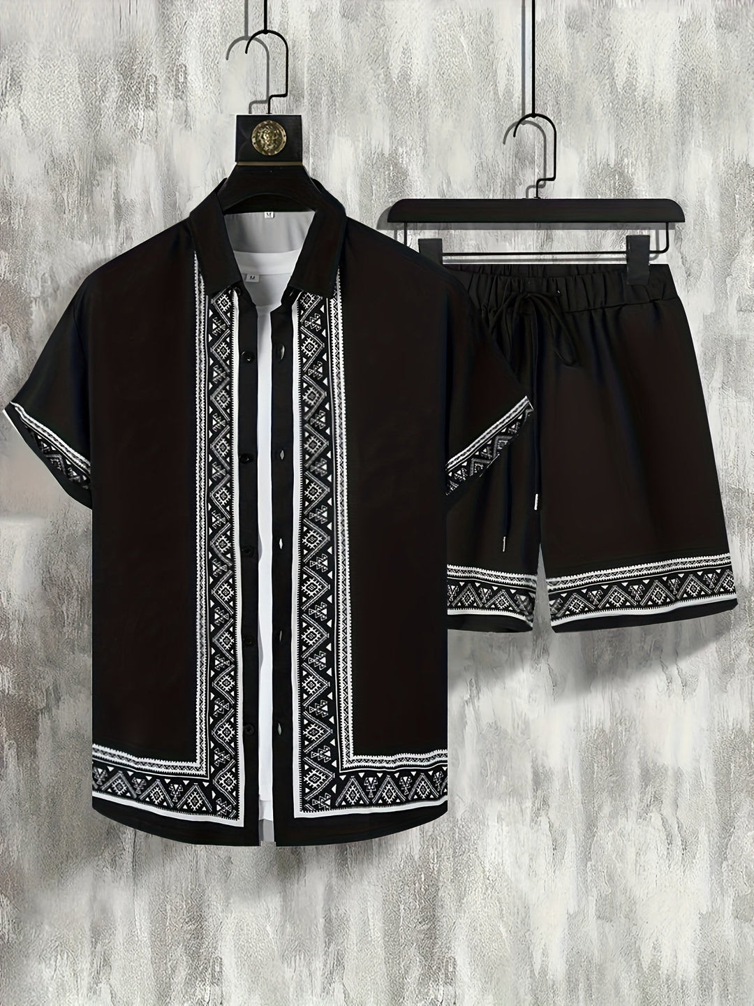 Boho letní set pánský dvoudílný košile a šortky uvolněný - Malik