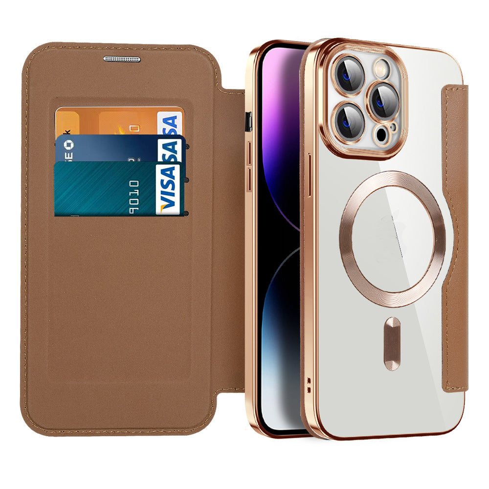 Kožené flipové pouzdro s magnetickou adsorpcí a RFID ochranou – Valtrix (1+1 ZDARMA)