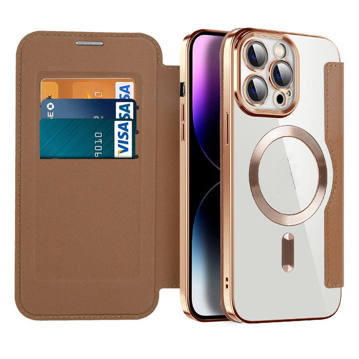 Kožené flipové pouzdro s magnetickou adsorpcí a RFID ochranou – Valtrix (1+1 ZDARMA)