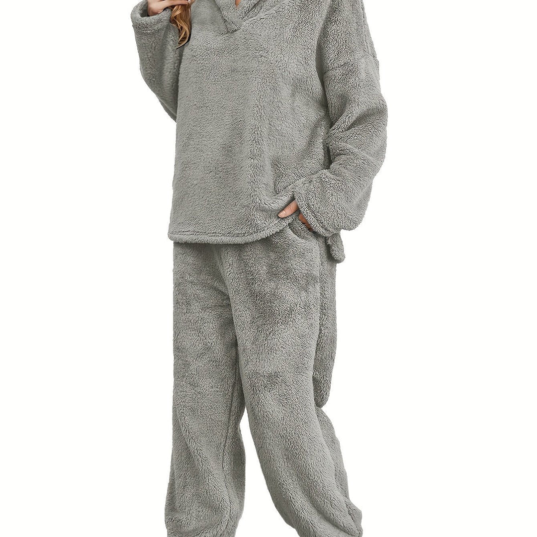 Teplý dámský loungewear set z korálového fleece – Fenna