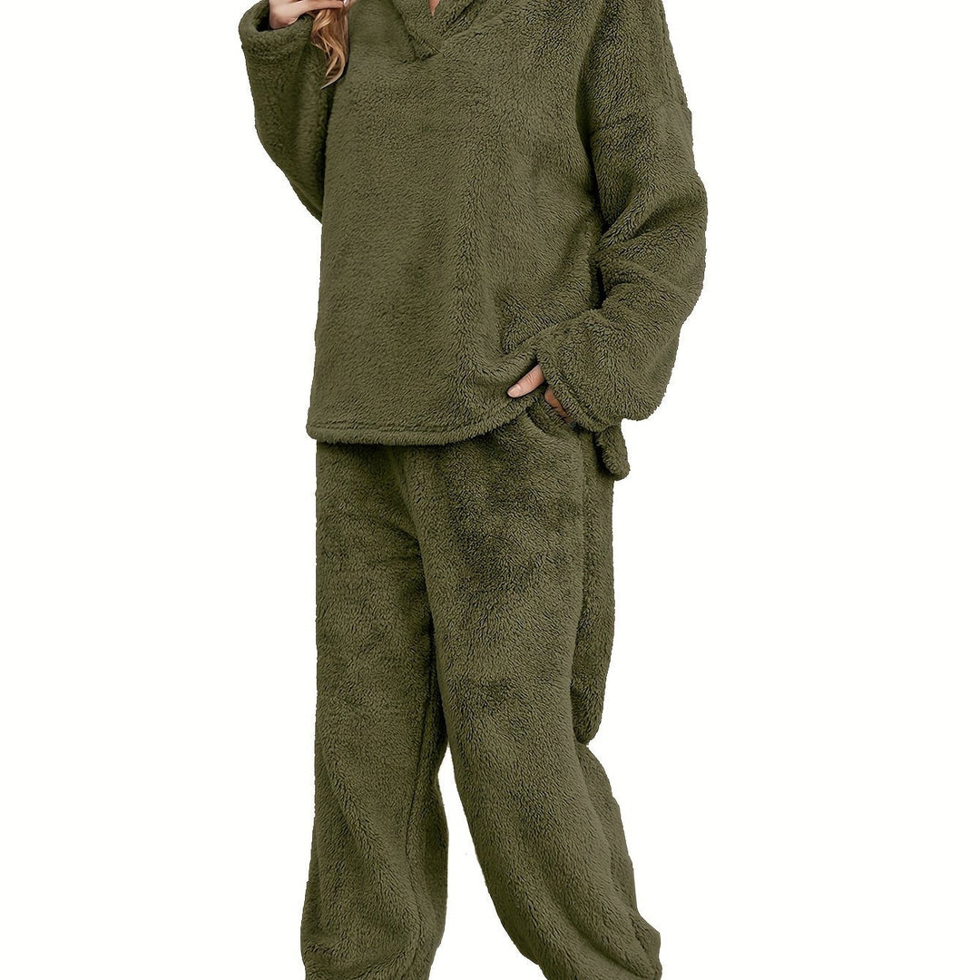 Teplý dámský loungewear set z korálového fleece – Fenna