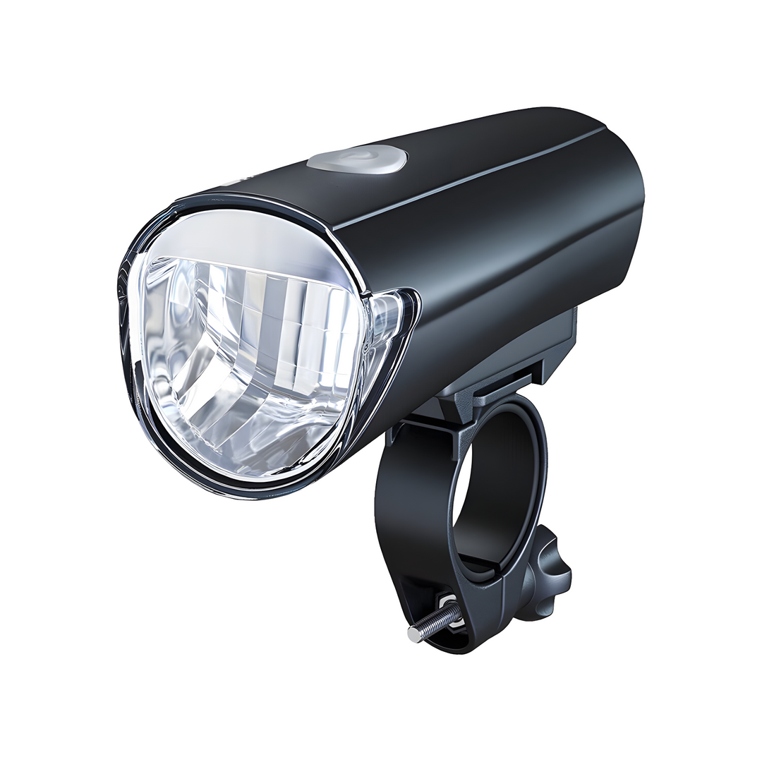 Schwarzes LED-Fahrradlicht mit Halterung, wasserdicht, für sicheres Radfahren bei Nacht.