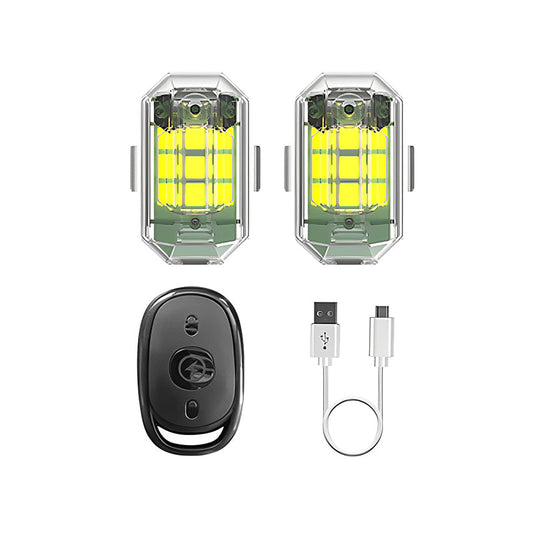 LED-Fahrradlichter Set, wiederaufladbar, USB-Kabel, Fernbedienung, wasserdicht, gelb.