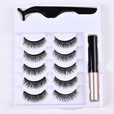 Falsche Wimpern Set mit Applikator und Kleber, schwarz, voluminös, wiederverwendbar, Make-up Zubehör.
