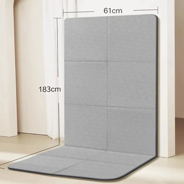 Graue faltbare Yogamatte, dick, 183x61cm, ideal für Yoga, Pilates, Meditation, Reisen.