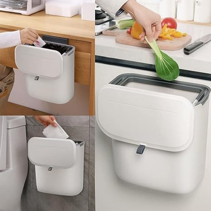 Wandmülleimer faltbar, weiß, Kunststoff, Küche, Bad, platzsparend, Abfallbehälter, modern.