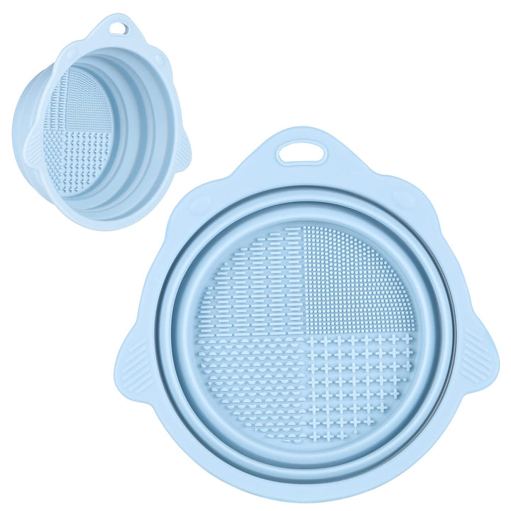 Blauer faltbarer Silikon-Hundebadewanne, rutschfest, tragbar, ideal für Haustierpflege.