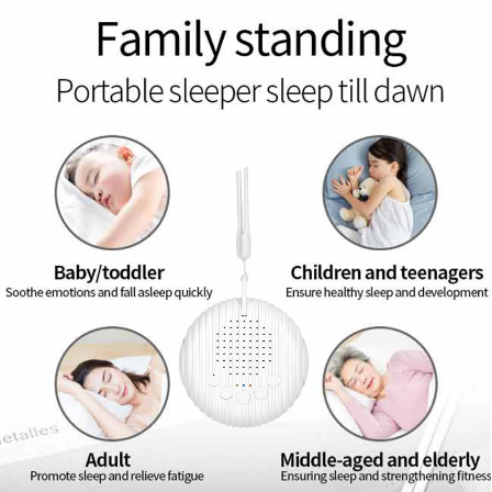 Weiße tragbare Schlafhilfe für Babys, Kinder, Erwachsene; fördert gesunden Schlaf, Stressabbau.