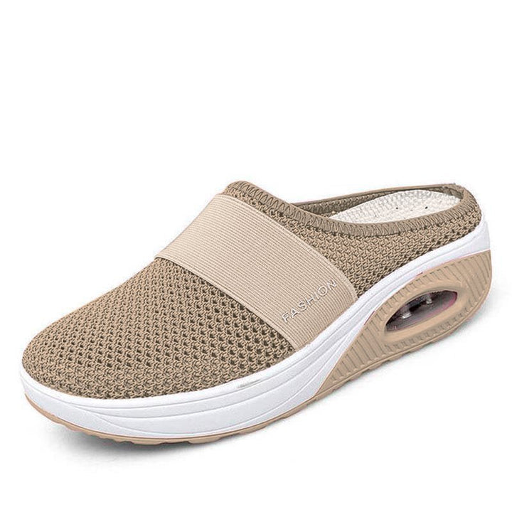 Beige orthopädische Diabetes-Schuhe, atmungsaktiv, bequem, rutschfest, für Damen.