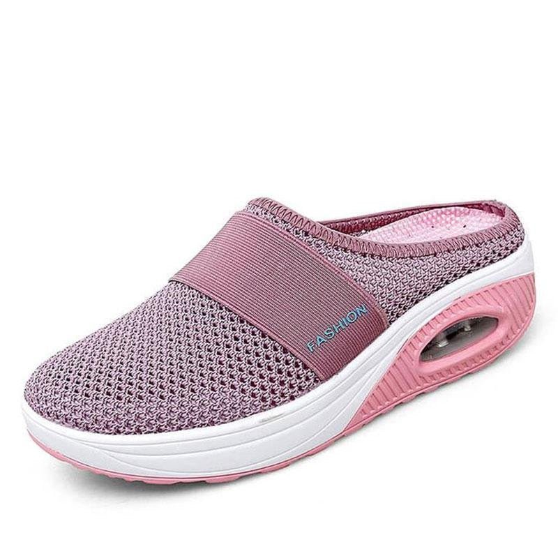 Lila orthopädischer Diabetes-Schuh, atmungsaktiv, bequem, rutschfest, für Damen.