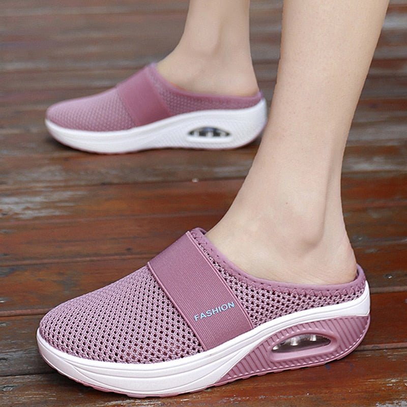 Rosa orthopädische Diabetes-Schuhe, atmungsaktiv, bequem, rutschfest, für Damen.