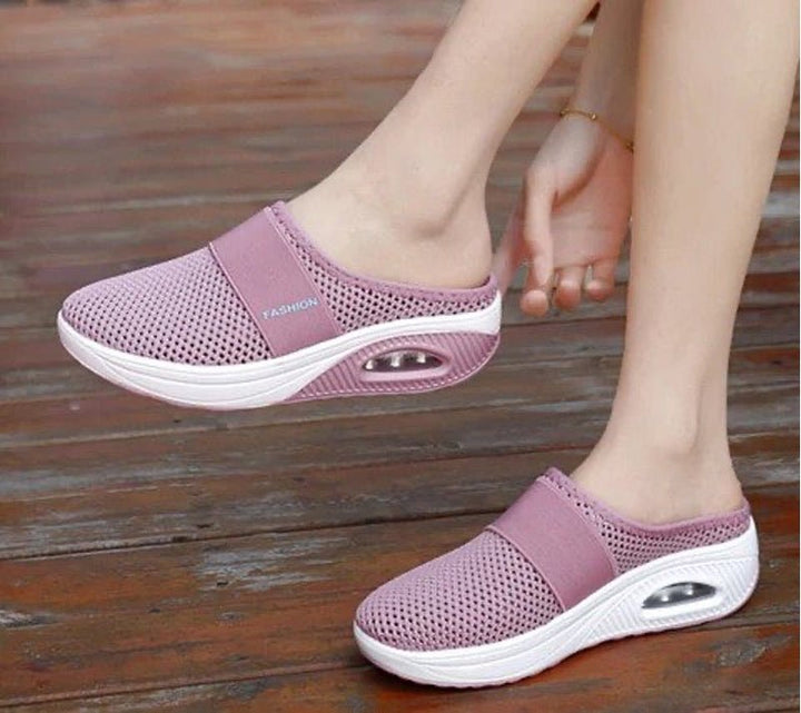 Rosa orthopädische Diabetes-Schuhe, atmungsaktiv, bequem, mit Luftpolstersohle.
