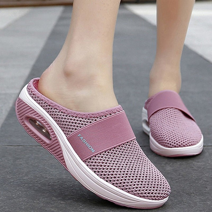 Rosa orthopädische Diabetes-Schuhe, atmungsaktiv, bequem, für Damen.