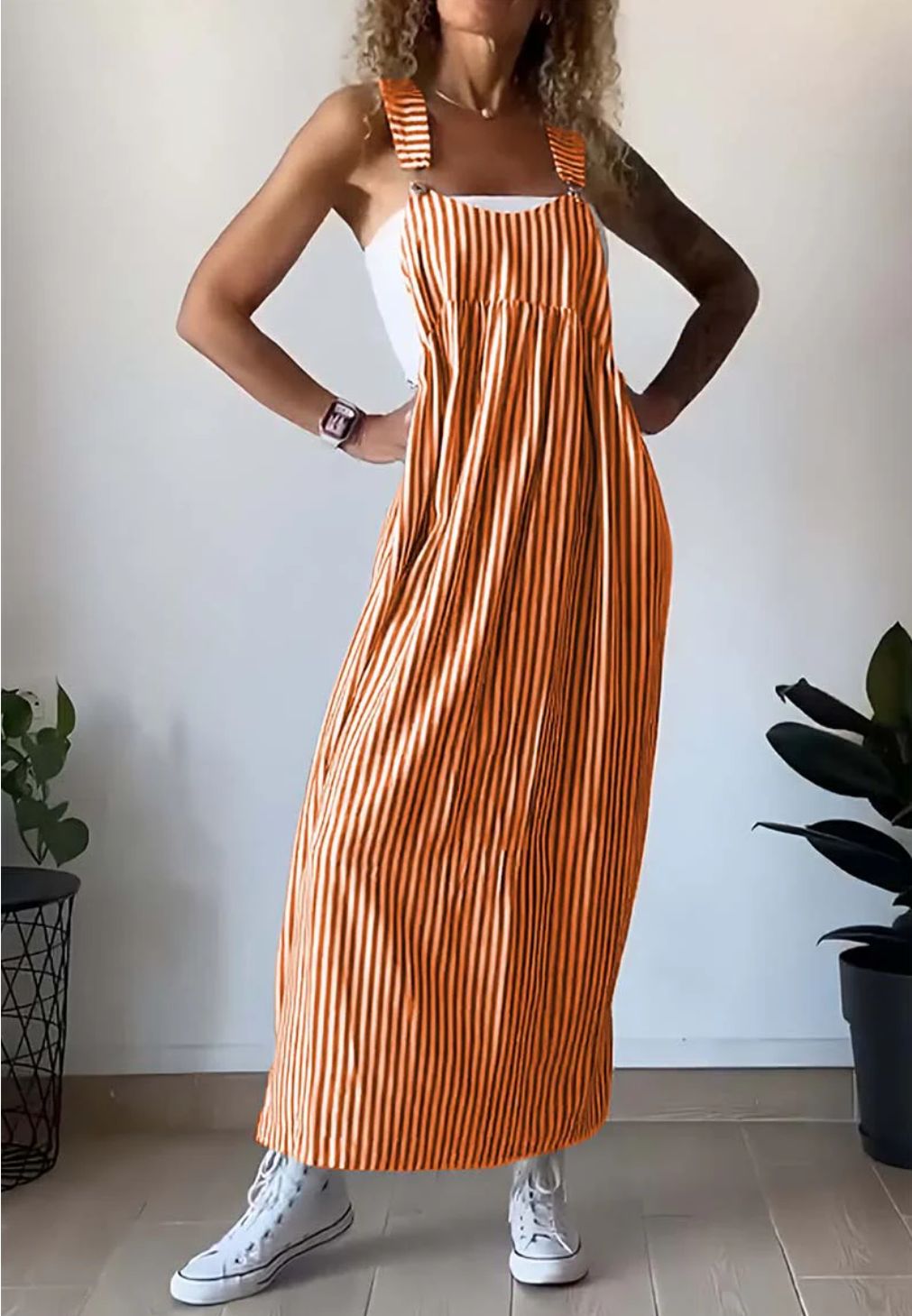 Stylový pruhovaný casual overal s pohodlným střihem – Liana