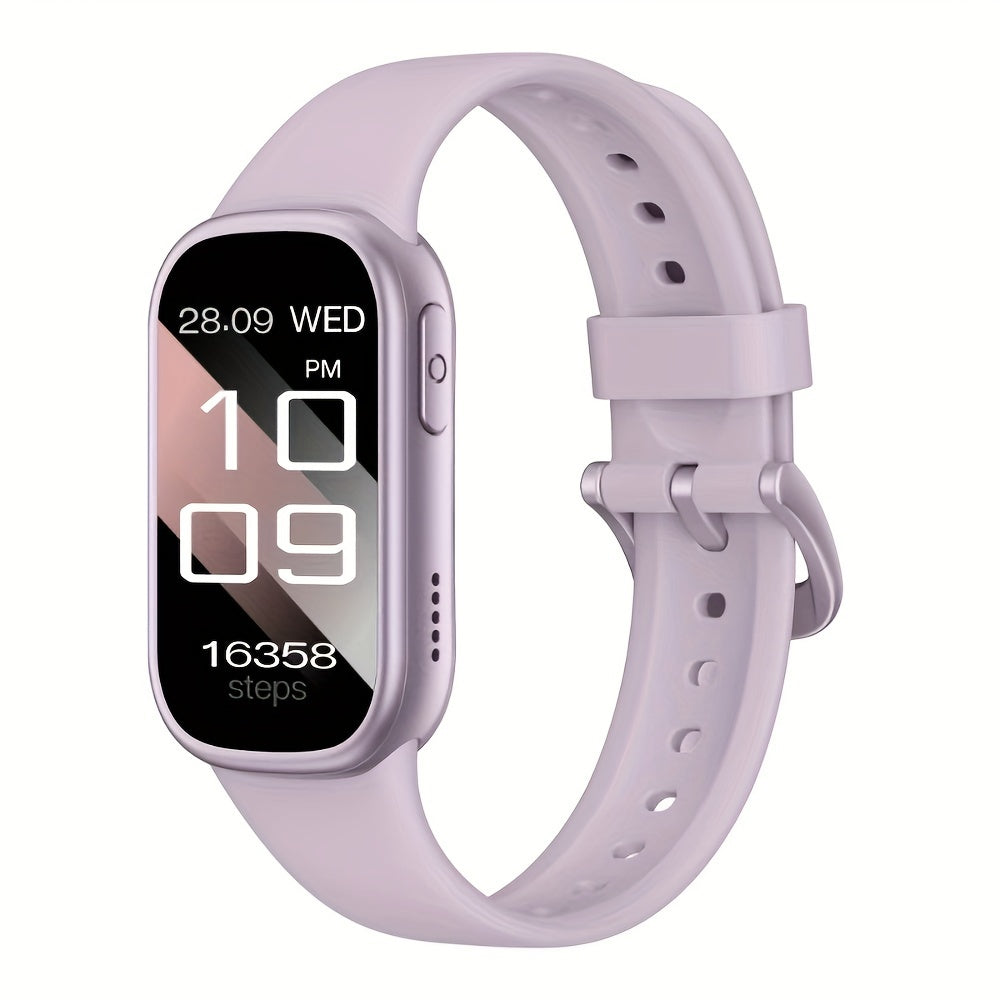 Lila Smartwatch mit Schrittzähler, Touchscreen, Fitness-Tracker, modernes Design.