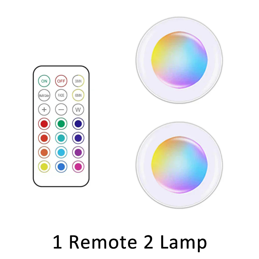 LED-Lampe mit Fernbedienung, RGB-Farbwechsel, rund, energiesparend, für Innenbeleuchtung.