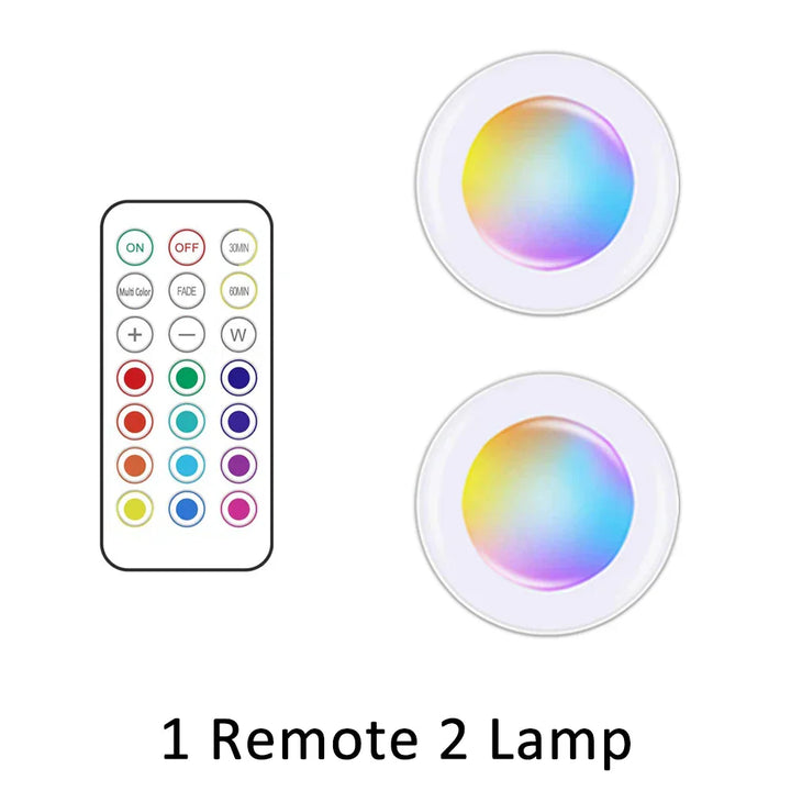 LED-Lampe mit Fernbedienung, RGB-Farbwechsel, rund, energiesparend, für Innenbeleuchtung.