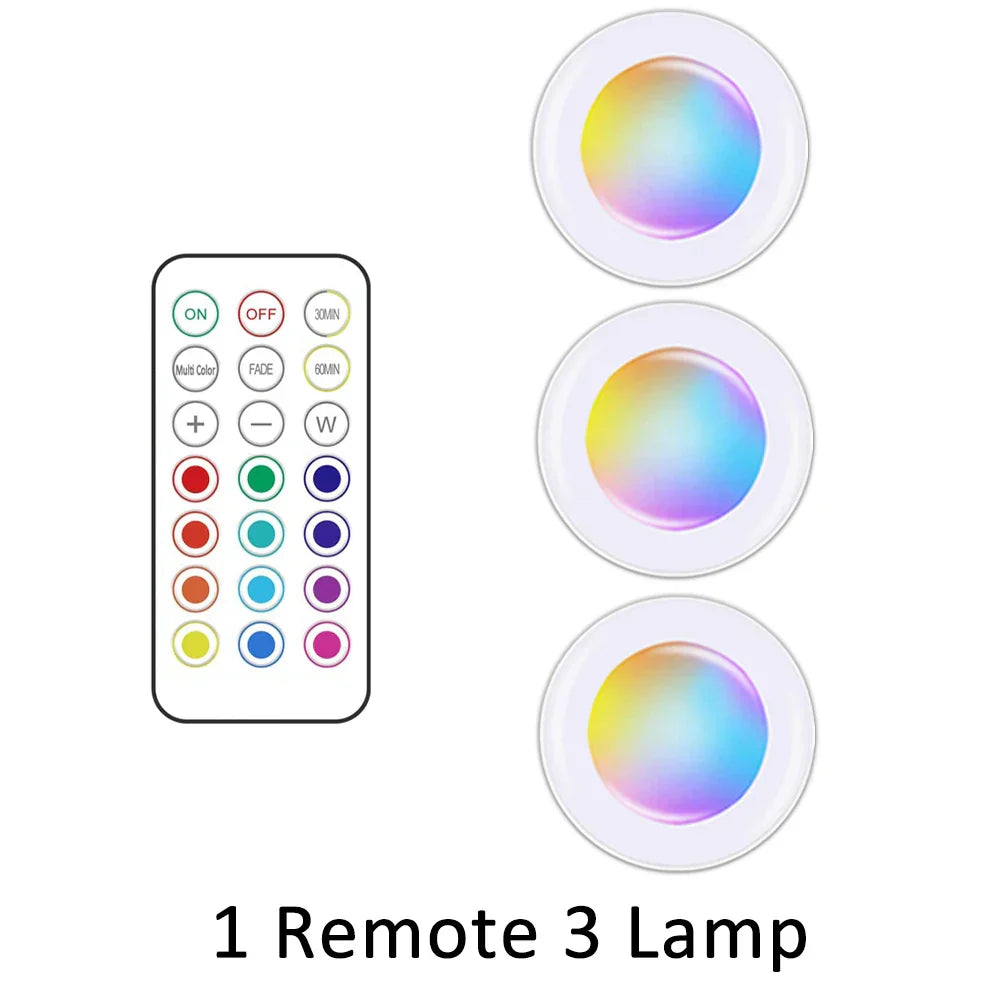 LED-Unterbauleuchten mit Fernbedienung, RGB-Farbwechsel, energiesparend, 3er-Set.