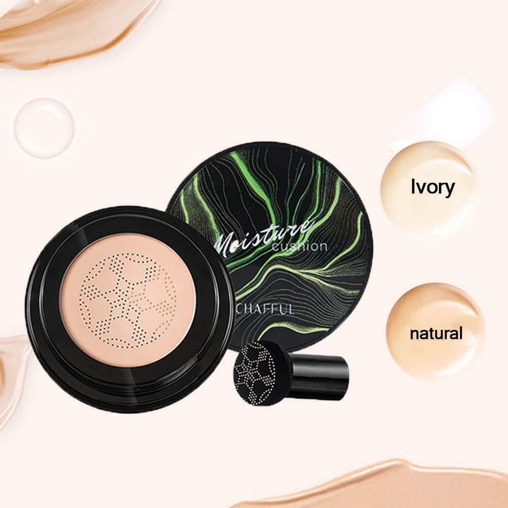 Feuchtigkeitskissen Make-up, Elfenbein und Naturtöne, kompakt, schwarzes Gehäuse, Hautpflege.
