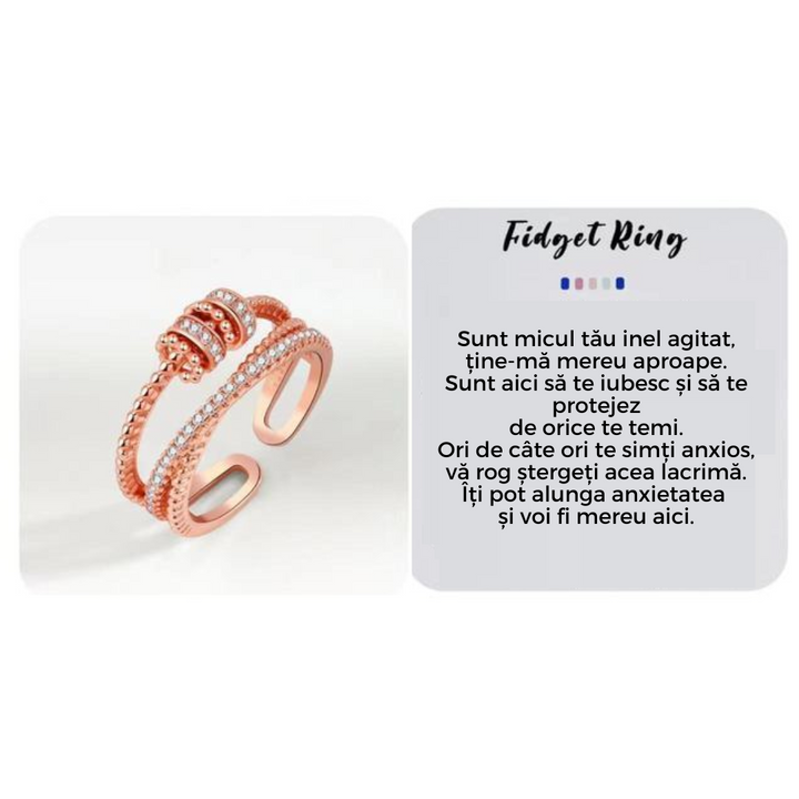 Rosegoldener Fidget-Ring mit Strasssteinen, stresslinderndes Schmuckstück, modisch und elegant.