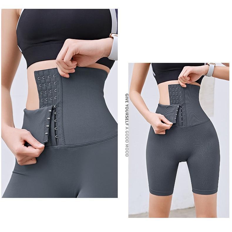 Damen Shapewear Shorts, grau, hoher Bund, Hakenverschluss, nahtlos, figurformend.