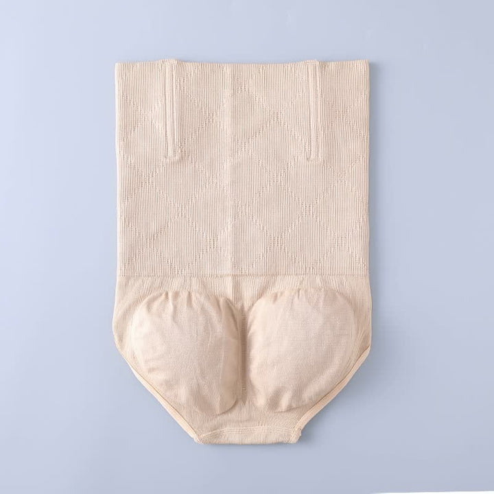 Beige Miederhose mit hoher Taille, nahtlos, formend, Damen Unterwäsche, Bauchkontrolle.