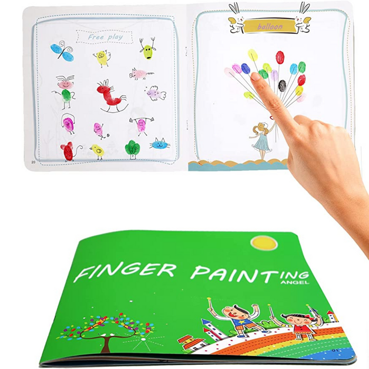 Grünes Fingerfarbenbuch für Kinder, kreative Malaktivitäten, pädagogisches Spielzeug.