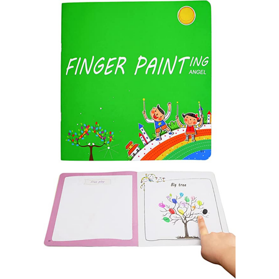 Grünes Fingerfarbenbuch für Kinder, Malbuch mit buntem Baum, pädagogisches Spielzeug.