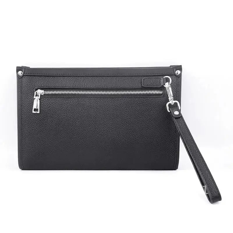 Pánská business clutch z pravé kůže se zámkem na otisk prstu – černá