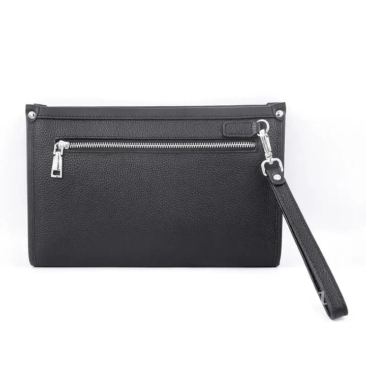 Pánská business clutch z pravé kůže se zámkem na otisk prstu – černá
