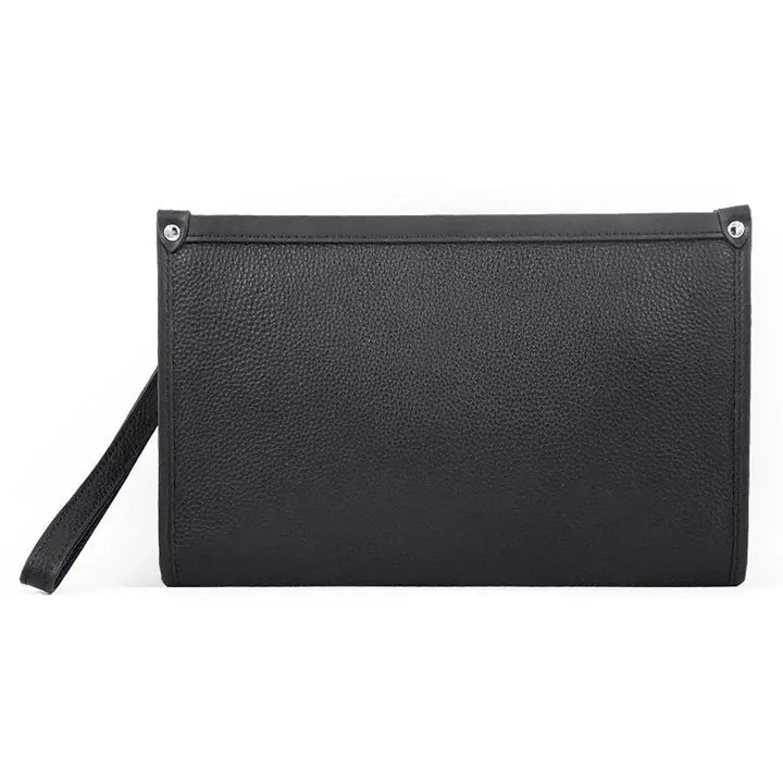 Pánská business clutch z pravé kůže se zámkem na otisk prstu – černá