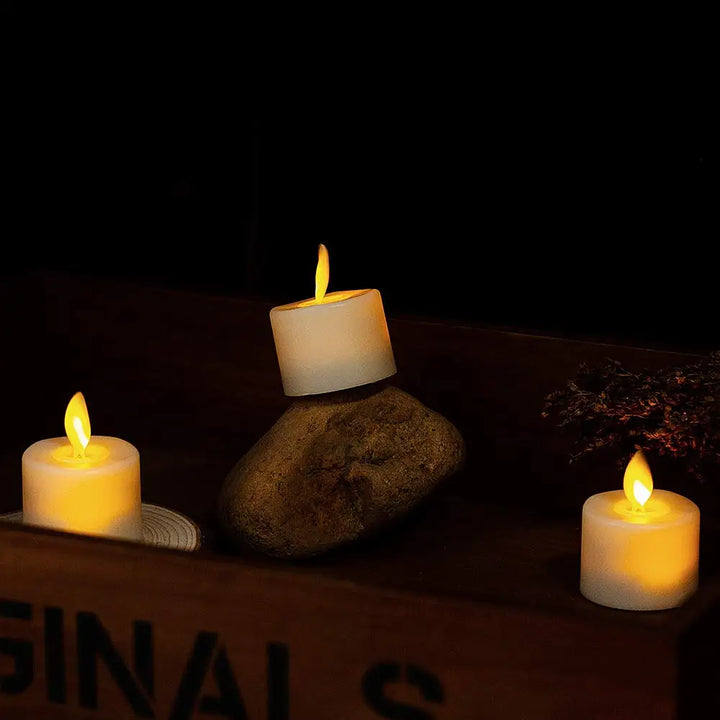 Flammenlose LED-Kerzen mit beweglicher Flamme, cremeweiß, batteriebetrieben, mit Fernbedienung.