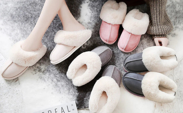 Fluffy Damenpantoffeln, rosa und grau, ultraweich, Memory Foam, gemütlich, rutschfest.
