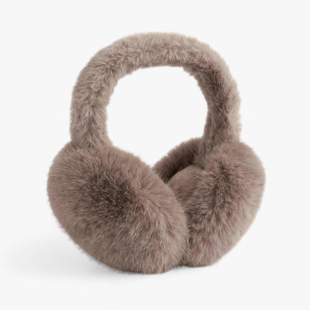 Braune flauschige Ohrenschützer, Winteraccessoire, warm, modisch, Unisex, Kunstfell.
