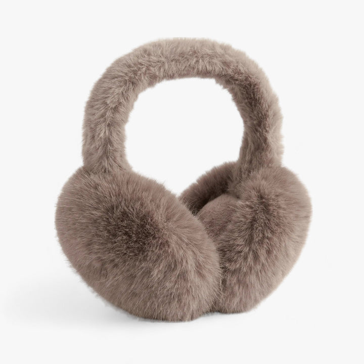 Braune flauschige Ohrenschützer, Winteraccessoire, warm, modisch, Unisex, Kunstfell.